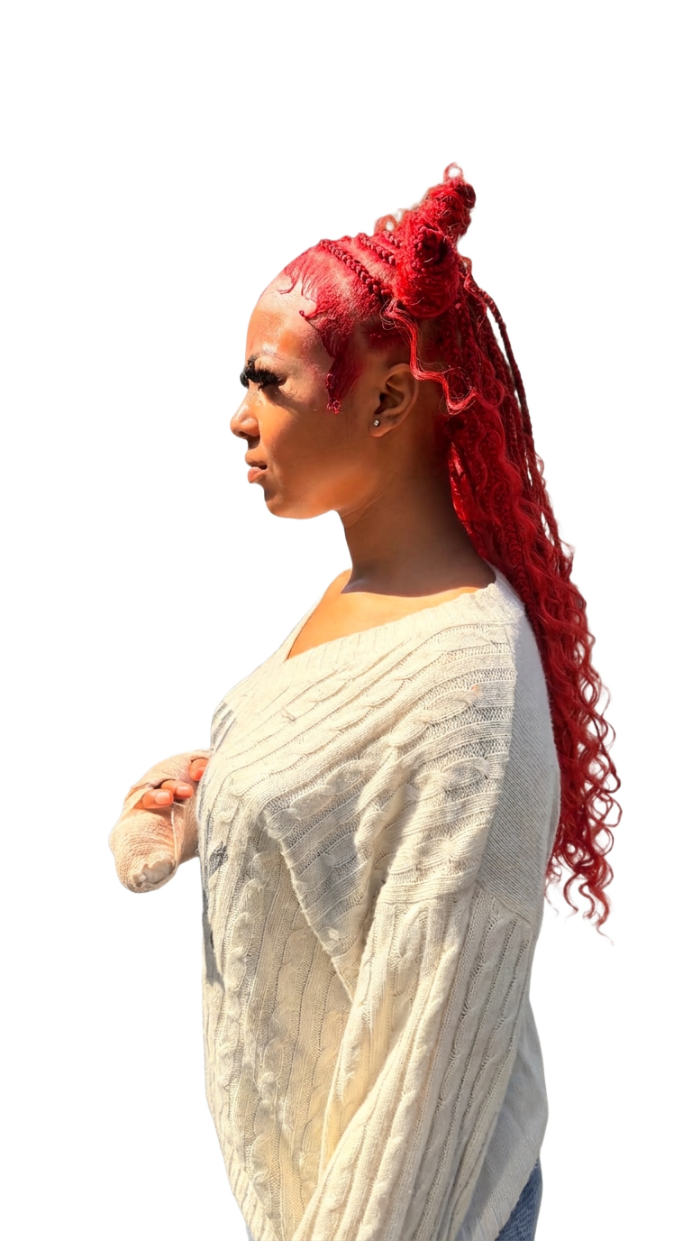 Red Boho Knotless · Bantu Knots