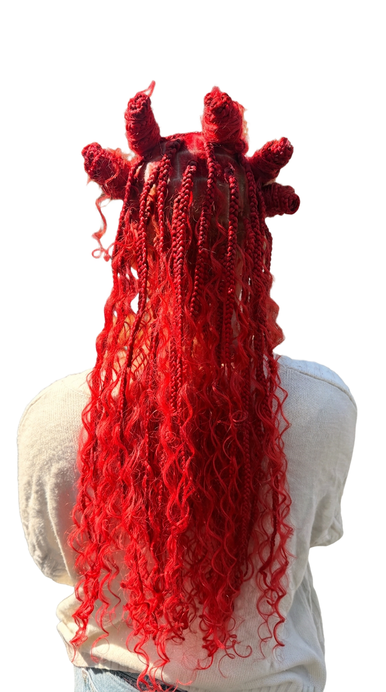 Red Boho Knotless · Back View